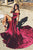 Elegant Off Shoulder Split Sweep Train Burgundy Long Prom Evening Dress OHC574