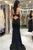 Black Bateau Open Back Long Prom Dress Mermaid Beaded Evening Dress Z16