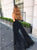 Mermaid Sweetheart Backless Black Beaded Long Tulle Prom Dress with Appliques Split OHC588