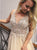 Chic Prom Dresses A-Line V-Neck Floor-Length Light Champagne Prom Dress with Beading Split OHC586