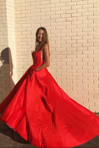 A-Line V-Neck Sleeveless Prom Dress Pockets Party Dress OHC146 | Cathyprom