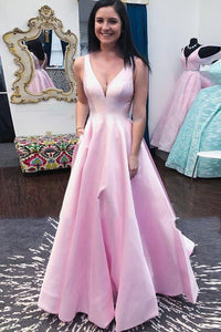 A-Line V-Neck Sleeveless Prom Dress Pockets Party Dress OHC146 | Cathyprom