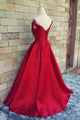 Stunning Off the Shoulder Sweep Train Red A-line Prom Dress with Bowknot LPD53 | Cathyprom