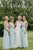 A-Line Sweetheart Floor Length Long Chiffon Light Blue Bridesmaid Dress OHS145