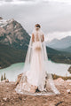 Elegant Mermaid Round Neck Long White Sweep Train Simple Satin Wedding Dress OHD231