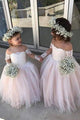Cute Off the Shoulder Long Sleeves Lace Appliques Tulle Flower Girl Dresses  OHR015 | Cathyprom