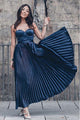 A-Line Sweetheart Ankle-Length Dark Blue Pleated Prom Party Dress L52 | Cathyprom