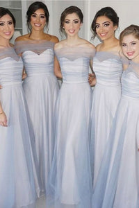 A-Line Off-the-Shoulder Floor-Length Sleeveless Bridesmaid Dress OHS085 | Cathyprom
