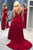 Two Piece Spaghetti Straps Backless Sweep Train Red Prom Dress with Split PD7