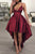 High Low Spaghetti Straps Sleeveless Backless Burgundy Taffeta Prom Dress OHC182 | Cathyprom