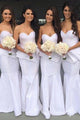 Mermaid Sweetheart Floor-Length White Bridesmaid Dress with Ruffles OHS026 | Cathyprom