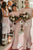 Modest Mermaid Floor Length Chiffon Long Rose Pink Bridesmaid Dress with Sleeves OHS144