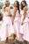 A-Line Strapless Hi-Low Pink Bridesmaid Dress with Bowknot Ruffles OHS057 | Cathyprom