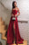 A-Line Strapless Sweep Train Red Satin Prom Dress with Split PD1