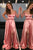 A-Line Spaghetti Straps Sweep Train Pink Prom Dress with Split OHC035 | Cathyprom