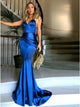 Mermaid Spaghetti Straps Sweep Train Royal Blue Prom Dress OBT001 | Cathyprom