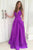 A-Line Deep V-Neck Backless Floor-Length Purple Satin Prom Dress with Pockets OHC019 | Cathyprom
