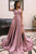 Simple A Line Spaghetti Straps Purple Prom Dresses Long Split Front OVR001 | Cathyprom