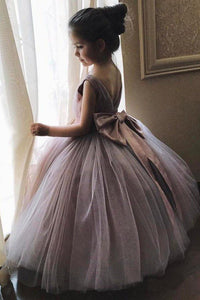 Cheap Cute Ball Gown Tulle Flower Girl Dresses with Bow Baby Dresses OHR019 | Cathyprom