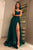 A-Line Sweetheart Sweep Train Dark Green Satin Prom Dress with Split L54 | Cathyprom