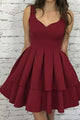 Simple Burgundy Homecoming Dresses Aline Cheap Short Prom Dress Party Dress OHM176