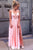 A-Line Spaghetti Straps Split Side Pink Chiffon Sleeveless Prom Dress Q66