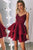 Chic Spaghetti Straps Burgundy Homecoming Dresses with Appliques OHM029 | Cathyprom