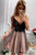 A Line Stylish V Neck Short Homecoming Dresses with Appliques OHM015 | Cathyprom
