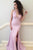 Mermaid Deep V-Neck Criss-Cross Straps Pink Split Sleeveless Prom Dress Z36