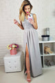 A-Line V-Neck Floor-Length Grey Prom Dress with Appliques OHC051 | Cathyprom