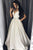 A-Line V-Neck Floor-Length Ivory Beaded Prom Dress with Pockets OHC021 | Cathyprom