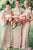 Mermaid Bateau Backless Cap Sleeves Gold Sequined Bridesmaid Dress OHS005 | Cathyprom