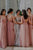 A-Line V-Neck Backless Floor-Length Pleated Bridesmaid Dress with Flowers OHS082 | Cathyprom