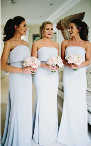 Long A Line With Trailing Chiffon Straight Across Sexy Bridesmaid Dresses BD1|CathyProm