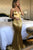 Sexy Mermaid Spaghetti Straps Sweep Train Sleeveless Long Gold Satin Prom Dress  OHC106 | Cathyprom