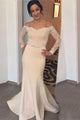 Mermaid Off-the-Shoulder Long Sleeves Sweep Train Prom Dress with Lace OHC091 | Cathyprom