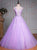 Lavender V-neck Spaghetti Straps Tulle Ball Gown Prom Dress KP4072