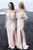 Charming A Line Spaghetti Straps Floor Length Half Sleeves Slit Long Chiffon Bridesmaid Dresses with Ruffles OHS115 | Cathyprom