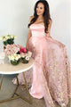 A-Line Strapless Floor-Length Pink Prom Dress with Appliques OHC058 | Cathyprom