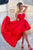 High Low Sweetheart Red Homecoming Dresses with Ruffles OHM028 | Cathyprom