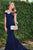 Mermaid Off-the-Shoulder Sweep Train Navy Blue Prom Dress with Appliques OHC076 | Cathyprom