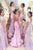 Mermaid Bateau Backless Sweep Train Bridesmaid Dress with Beading OHS040 | Cathyprom