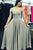 A-Line Off-the-Shoulder Sweep Train Grey Chiffon Prom Dress with Appliques Q57