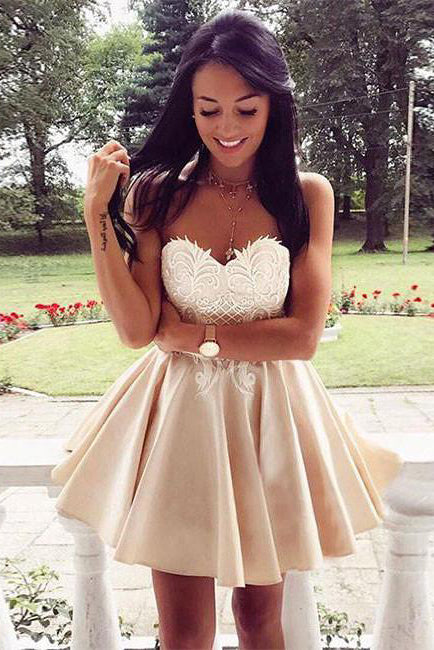 flirty homecoming dress Stacees A-line Tiered Ruffle Homecoming Dress Short Mini with Lace Cowl Neck