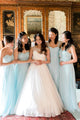 A Line Sweetheart Floor Length Sleeveless Long Tulle Romantic Bridesmaid Dresses with Ruffles OHS129 | Cathyprom