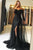 A-Line Off-the-Shoulder Long Sleeves Black Tulle Prom Dress with Lace Sequins L12