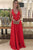 A-Line Deep V-Neck Floor-Length Red Chiffon Backless Prom Dress with Beading Z30