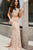 Two Piece Crew Sweep Train Blush Lace Open Back Prom Dress with Sequins Q30