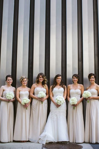Popular Bridesmaid Dresses A-Line Long Chiffon Sweetheart Champagne Bridesmaid Dress OHS132