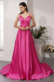 Simple A Line Spaghetti Straps Sweep Train Long Fuchsia Prom Dresses Evening Dresses OHC361 | Cathyprom